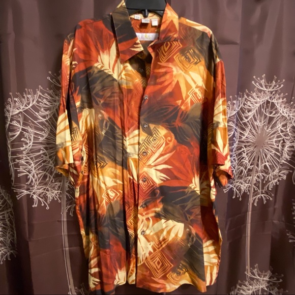 haupt Other - HAUPT Germany Retro Button Down Shirt Leaves Geometric XL  X-Large 44 Rare